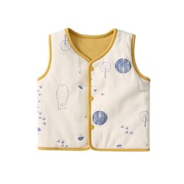 Pureborn Baby Vests Toddler Quilted Fleece Waistcoat Unisex Cartoon Outerwear Children Boys Girls Clothing Spring Winter 211203