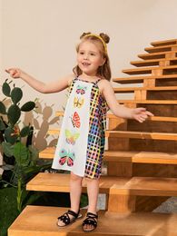 Toddler Girls Butterfly & Plaid Print Cami Dress SHE