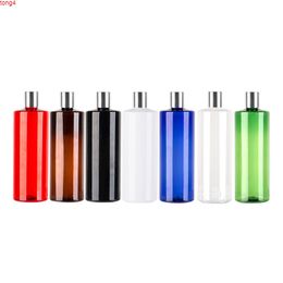 500ml High Quality Plastic Refillable Bottles With Bright Silver Screw Cap Flat Shoulder Aluminium Bottle For Shower Gel DIYgood qty