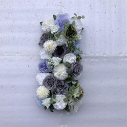 Decorative Flowers & Wreaths Artificial Flower Wall Wedding Background Blue And Greenly Fake Runner