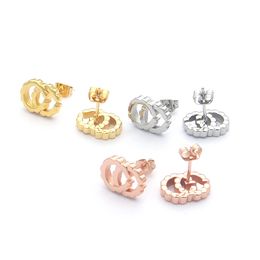 High Quality Stainless Steel Designer Stud Simple G Letter Gold Silver Rose Colours Twist Style Earrings for Women Party Gifts Engagement Hoop Wholesale