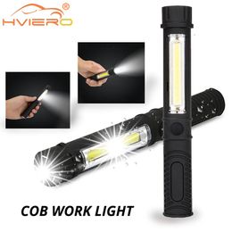 Multifunction torch COB LED Portable Repair Mini Flashlight Pen Work Light Inspection lamp Magnetic Base Waterproof Used For Camping Cycling