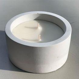 Round Candle Vessel Mould Concrete Candle Jar Silicone Moulds Pen Holder Plaster Mould Cement Planter Moulds 210722