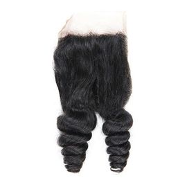 Brazilian Human Hair 4x4 Lace Closures Loose Wave Top Closure for Women Bleached Knots 130% Density