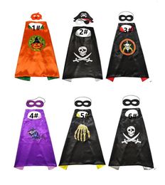 witch cape double side capes mask halloween kids cosplay cloak with masks pumpkin pirate skull print cloaks children party christmas costume