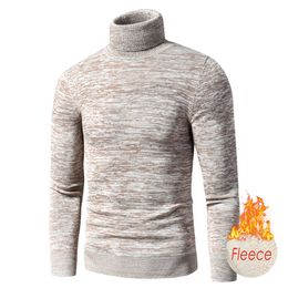 TFU Men Autumn Casual Mixed Color Cotton Fleece Turtleneck Sweater Pullovers Winter Fashion Warm Thick 210909