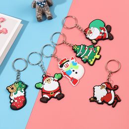 New Cute Soft PVC Santa Claus Keychain Cute Bag Ornaments Keyring Fashion Accessories Gift Christmas Decoration