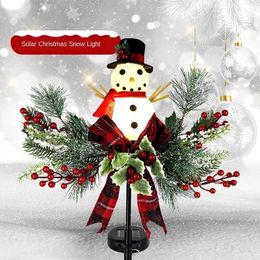 Solar Snowman Ground Plug Custom Park Lawn Decorative LED Colourful Lights Wholesale Garden Light Lamp - Red