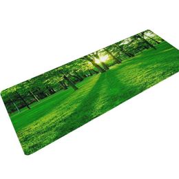 Carpets Long Kitchen Mat Flannel Floor Carpet Green Grass Home Doormat Morden Rug Bedroom Living Room Bath Mats Tapete