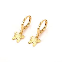 18 k Fine Solid gold earrings pendant Butterfly drop earring souvenir african Arab Jewellery Mom kid Gifts