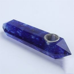 Refined Blue Melting Stone Hexagonal Pipe Special Crystal Cigarette Holder Gift Giving Products Factory Direct Sales
