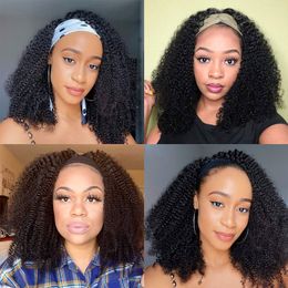 Afro Kinky Curly Headband Wigs For Women Heat Resistant Hair Synthetic Wigs Jerry Curly Full Machine Made Daily Wigsfactory direct