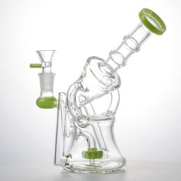 Recycler Hookahs Sidecar Oil Dab Rigs 7 Inch Tall 4mm Thick 14mm Female Joint With Bowl Water Pipes Showerhead Perc Glass Bongs