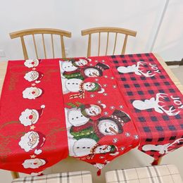 Christmas Table Runner 33*180cm/13*71 inch Polyester Cotton Fabric Dining Tables Wedding Party Snow Man Elk Floral