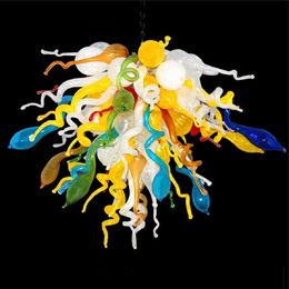 Multi Colour Pendant Lamp Art Lighting Hand Blown Glass Chandelier LED Lights for Living Room House Decoration 20 by 24 Inches