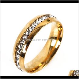 Drop Delivery 2021 Single Row Bring Wedding Black Golden Diamond Jewelry Ring Rings For Women 1Kyql