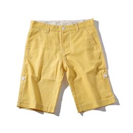Mens Shorts Summer Cotton Linen Casual Holiday Solid Short Pants Slim Fit Male Clothing Korean Fashion 210601