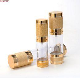 15ml 30ml Shining Gold Empty Cosmetic Airless Bottle Portable Refillable Pump Dispenser For Lotion SN134goods