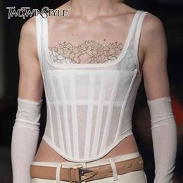 Sexy Short Women Vest Square Collar Slim Irregular Hem Tank Tops Female Clothing Summer Fashion 210524