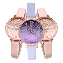 Fashion Elegant 2021 Starry Sky Miboni Quartz Watch Female Amethyst Purple Students Watches Mineral Reinforced Glass Beautiful Womens Wristwatches