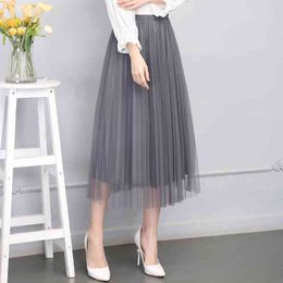 Tulle Skirt Women Gold Velvet Midi Pleated Black Summer Korean Mesh Tutu falda mujer holiday 210608