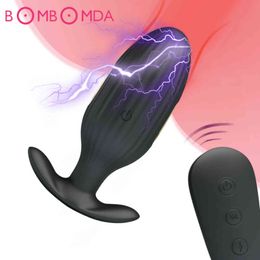 Anal toys Adult Sex Toy Electric Shock Vibrator For Men Prostate Massager Wireless Remote Control Powerful Plug G spot Stimulate 1125