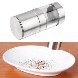 Stainless Steel Pepper Mill Grinder Manual Salt Portable Glass Polish Muller Home Kitchen Tool Spice Sauce Grinding Seasoning Bottle BY1699