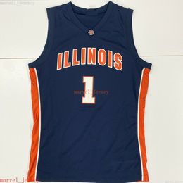 100% Stitched Elite Illinois Fighting Illini Men's Blue Orange Men Women Youth Basketball Jersey XS-6XL Cheap