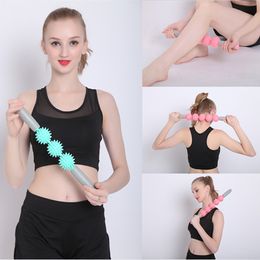 Gym Muscle Massage Roller Yoga Stick Body Massage Relax Tool Muscle Roller Sticks with 3 Point Spiky Ball Yoga Block Fitness 1284 Z2