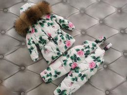 Down Coat Real Fur Brand 2021 Winter Jacket Children Jackets & PANT Duck Hooded Girl Snowsuit Set Outerwear Ski Suit Famous