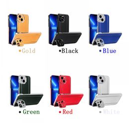 Luxry Full Cover Phone Cases For Iphone 13 Pro Max 13 Mini 12 Pro Max 12 Mini Invisible support Holder Stand 6 Colors Shockproof Protective Cover New