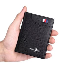 Men's Wallets Thin Card Holder Cowskin Soft Mini Purses Design Vintage Men Short Slim Wallet