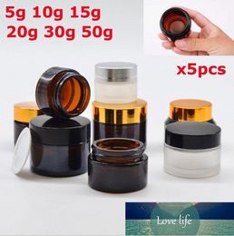 5pcs x Empty 5g 10g 15g 20g 30g 50g Amber Clear Glass Jar Container Cosmetic Cream Lotion Frosted Matte Pot Travel Bottle1 Factory price expert design Quality Latest