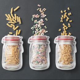 Wholesale Jar Shaped Food Container Plastic Bag Clear Bottle Modeling Zippers Storage Snacks Box