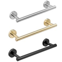 Towel Racks Wall-mounted Hand Rod Brushed Golden Stainless Steel Round Toilet Paper Holder Bathrobe Hook Bathroom Accessory Set