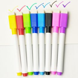 8 Pcs/lot Colourful Black School Classroom Whiteboard Dry White Board Markers Built In Eraser Student Children's Drawing Pen