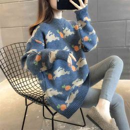 Women Sweaters Pullover Autumn Winter Tops Korean Slim Cartoon Knitted Sweater Jumper Soft Warm Pull Femme 210427