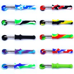 Smoking Silicone Pipe Nectar Collector with 14mm Stainless Steel & Quartz Tip Glass Bowl Silicon Mini NC Dab Straw Oil Rig Hand Pipes dhgate420