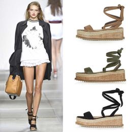 Summer Sandals Wee Espadrilles Woman Open Toe Rome Shoes Gladiator Sandals Ladies Casual Lace Up Female Platform Sandals X0526
