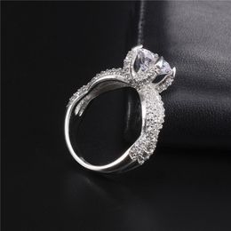 Luxury 14k white gold Dragon claws 3ct Diamond Rings for Women Cocktail Wedding Engagement Ring fine Jewelry