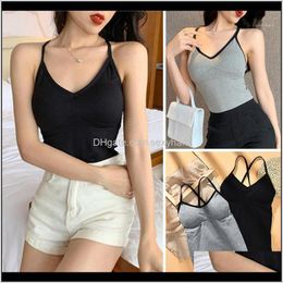 Tanks Camis Tops & Tees Womens Clothing Apparel Drop Delivery 2021 Beauty Back Padded Women Anti-Emptied Sports Bra Crossover Long Vest Seaml