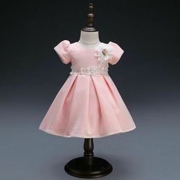 Super Cute Baby Girls Summer Floral Dress Princess Party Tulle Flower Dresses 0-3Y Clothing Pink Ball Gown Appliques Vestidos Q0716