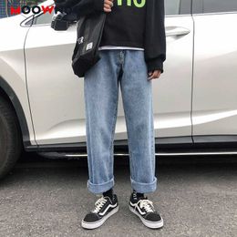 2021 Casual Jeans For Men Fashion Full-Length Pant Wide Leg Loose Spring Sweatpants Denim Trousers Male Washed Straight MOOWNUC X0621