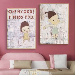 Yoshitomo Nara Canvas Art Cartoon Girl Japan Style Wall Poster Print Wall Pictures For Baby Kids Room Modern Cute Art