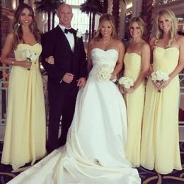 Light Yellow Colour Chiffon Bridesmaid Dresses A Line Sleeveless Spring Summer Garden Countryside Maid of Honour Gowns Wedding Guest Tailor Made Plus Size Available