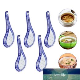 5pcs Ceramic Spoon Multi-function Chinese Style Scoop Porridge Spoon Practical Tableware Soup for Home Restaurant