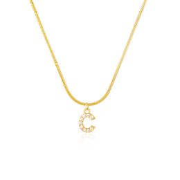 Necklace Gold Initial Pendant Necklace For Women Gold Chain Cute Charms Tennis Necklace Collier Alphabet Necklaces Jewelry Friends Gift 8437