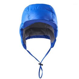 Outdoor Hats Windproof Duck Down Peaked Hat Thermal Waterproof Earflap Warm Fleece Soft For Cycling Hunting Cold Weather Snow Sports