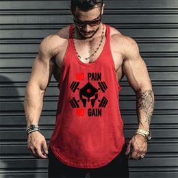 Brand clothing Bodybuilding GYMS Fitness Men Tank Top workout NO PAIN NO GAIN print Vest Stringer sportswear Undershirt 210421