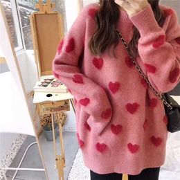 Love sweater round neck pullover sweater spring and autumn loose trend gentle student sweater jacket net red 211103